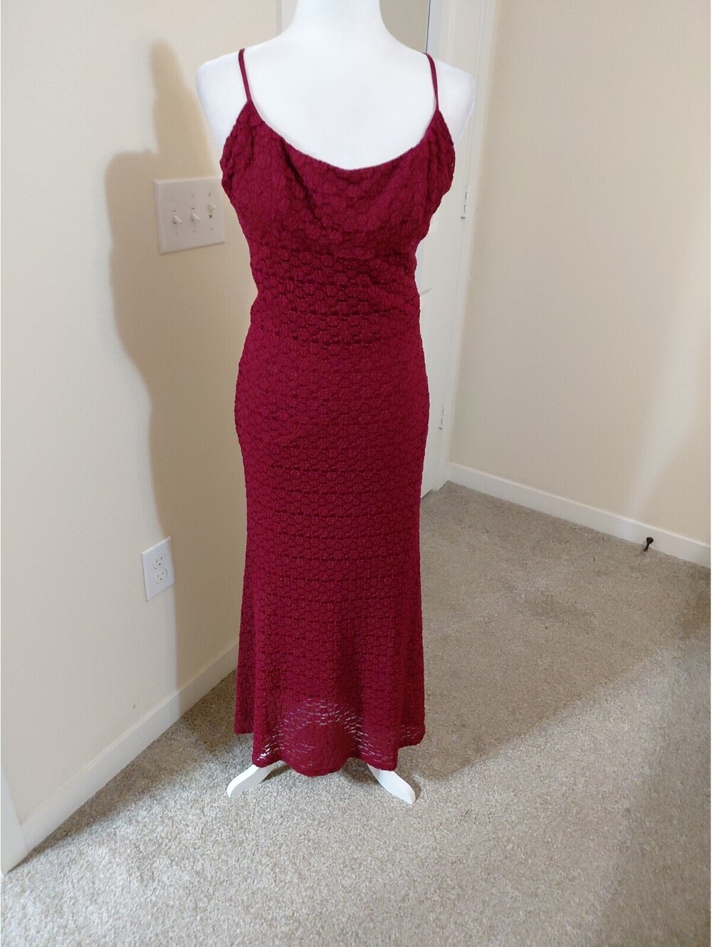 NWT Sexy BARDOT Louisa Mesh Midi Dress in Burgundy Size 10 #187 - Picture 2 of 12